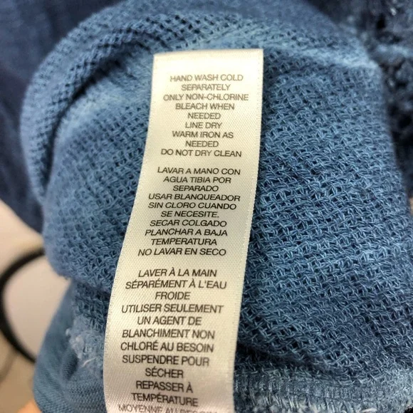 Chico's Sz 3 XL Blouse Top Blue Boho Peasant Pullover Embroidered Cotton Blend - Picture 7 of 7